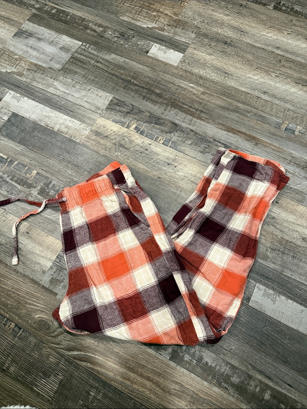 Old Navy Orange and Burgundy Plaid Lounge Pants